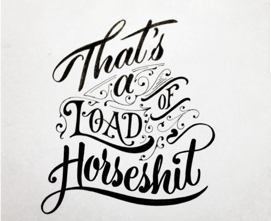 Pretty font that says That's a load of horseshit"